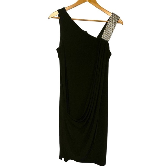 BETSY & ADAM $179 Womens New 1405‎ Black Embellished Pleated Sheath Dress 10 - Picture 1 of 8